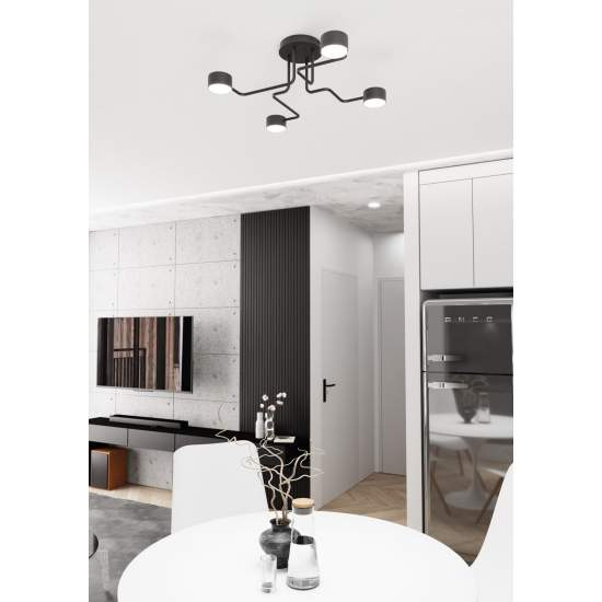Plafoniera Moderna Ade Acciaio Nero 4 Luci Gx53 Ip20 LA0013-EB-PL4-NR