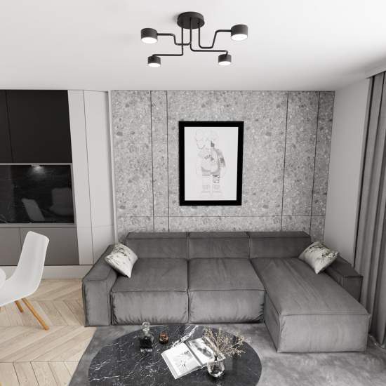 Plafoniera Moderna Ade Acciaio Nero 4 Luci Gx53 Ip20 LA0013-EB-PL4-NR