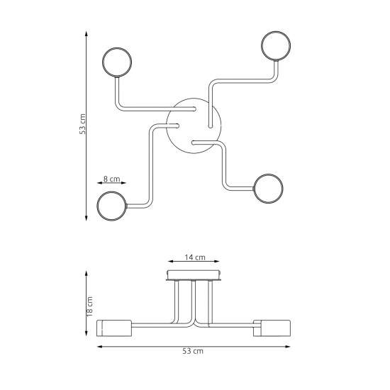 Plafoniera Moderna Ade Acciaio Nero 4 Luci Gx53 Ip20 LA0013-EB-PL4-NR