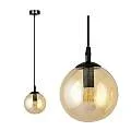 Sospensione Moderna 1 Luce Kali In Acciaio Nero E Sfera In Vetro Ambra LA00139-EB-1-NR-AM