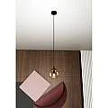 Sospensione Moderna 1 Luce Kali In Acciaio Nero E Sfera In Vetro Ambra LA00139-EB-1-NR-AM