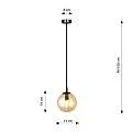 Sospensione Moderna 1 Luce Kali In Acciaio Nero E Sfera In Vetro Ambra LA00139-EB-1-NR-AM