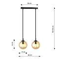 Sospensione Moderna 2 Luci Kali In Acciaio Nero E Sfere In Vetro Ambra LA00139-EB-2-NR-AM