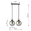 Sospensione Moderna 2 Luci Kali In Acciaio Nero E Sfere In Vetro Fumè LA00139-EB-2-NR-GR