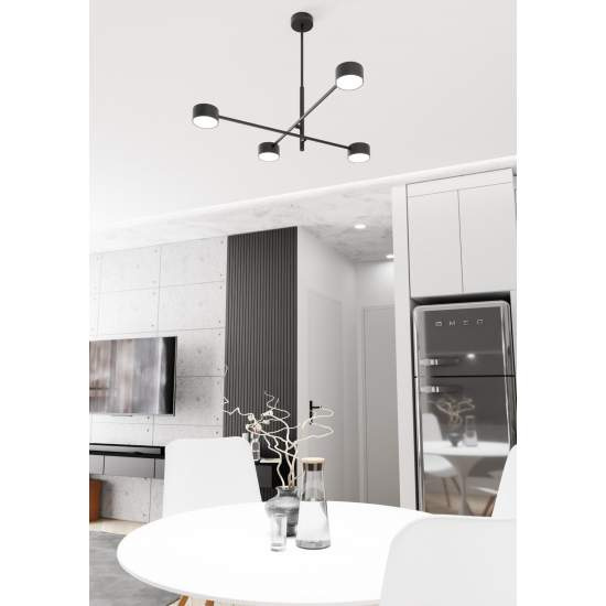 Plafoniera Moderna Giove Acciaio Nero 4 Luci Gx53 Ip20 LA0015-EB-PL4-NR