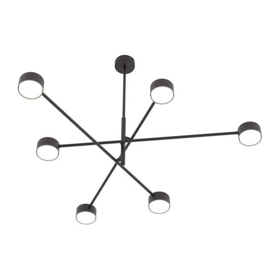 Plafoniera Moderna Giove Acciaio Nero 6 Luci Gx53 Ip20 LA0015-EB-PL6-NR