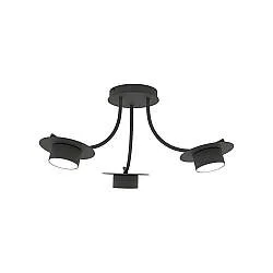 Plafoniera Moderna Giunone Acciaio Nero 3 Luci Gx53 Ip20