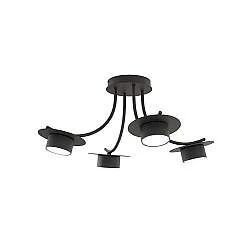 Plafoniera Moderna Giunone Acciaio Nero 4 Luci Gx53 Ip20