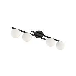 Plafoniera Moderna Nettuno Acciaio Nero Vetro 4 Luci E14 Ip20