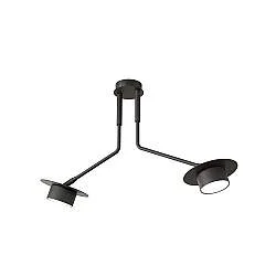 Plafoniera Minimal Cerere Acciaio Nero 2 Luci Gx53 Ip20