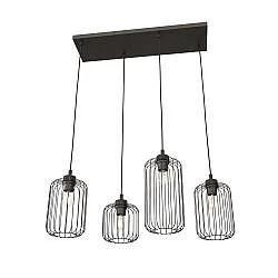 Sospensione Minimal Industrial Minerva 4 Luci Lineari Nera