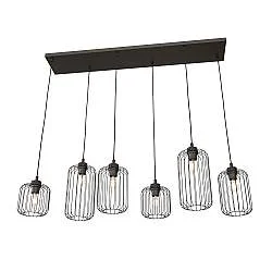 Sospensione Minimal Industrial Minerva 6 Luci Lineari Nera