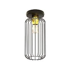 Plafonriera Minimal Industrial Vulcano 1 Luce Nera E Oro