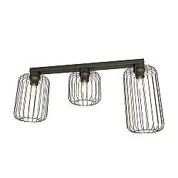 Plafonriera Minimal Industrial Vulcano 3 Luci Lineari Nera