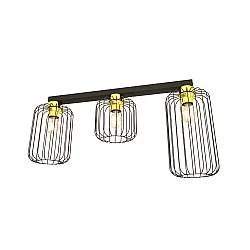 Plafonriera Minimal Industrial Vulcano 3 Luci Lineari Nera E Oro