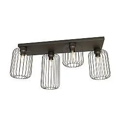 Plafonriera Minimal Industrial Vulcano 4 Luci Lineari Nera