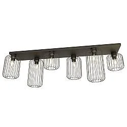 Plafonriera Minimal Industrial Vulcano 6 Luci Lineari Nera