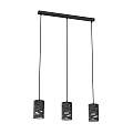 Sospensione 3 Luci Venere Con Base Rettangolare In Acciaio Nero E Cilindri LA0022-EB-3-NR