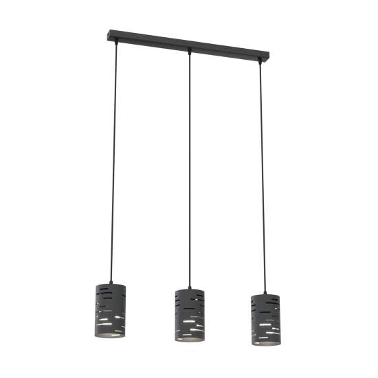 Sospensione 3 Luci Venere Con Base Rettangolare In Acciaio Nero E Cilindri LA0022-EB-3-NR
