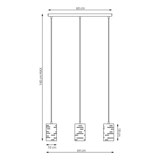 Sospensione 3 Luci Venere Con Base Rettangolare In Acciaio Nero E Cilindri LA0022-EB-3-NR