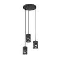 Sospensione 3 Luci Venere Con Base Tonda In Acciaio Nero E Cilindri LA0022-EB-3-NR2