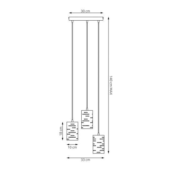 Sospensione 3 Luci Venere Con Base Tonda In Acciaio Nero E Cilindri LA0022-EB-3-NR2