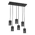 Sospensione 6 Luci Venere Con Base Rettangolare In Acciaio Nero E Cilindri LA0022-EB-6-NR