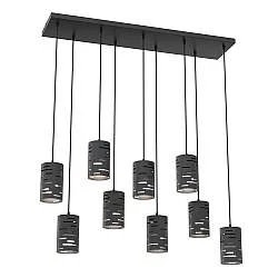 Lampadario Moderno Njoror Acciaio Nero 9 Luci E27