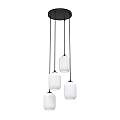 Lampadario 4 Luci Selene Base Tonda In Acciaio Nero E Vetri Plissettati Bianchi LA0029-EB-4-NR-BI2