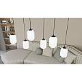 Lampadario 4 Luci Selene Base Tonda In Acciaio Nero E Vetri Plissettati Bianchi LA0029-EB-4-NR-BI2