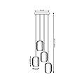 Lampadario 4 Luci Selene Base Tonda In Acciaio Nero E Vetri Plissettati Bianchi LA0029-EB-4-NR-BI2