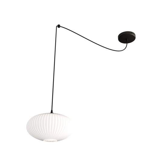 Sospensione 1 Luce Elios In Acciaio Nero Paralume Plissettato Bianco LA0030-EB-1-NR-BI