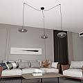 Lampadario 3 Luci Elios In Acciaio Nero Paralume Plissettato Fumè LA0030-EB-3-NR