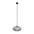 Sospensione 1 Luce Iris In Acciaio Nero Paralume Plissettato Fumè LA0031-EB-1-NR