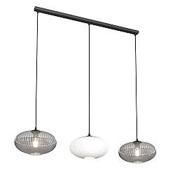 Lampadario 3 Luci Suchos In Acciaio Nero Paralume Plissè Multicolor