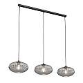 Lampadario 3 Luci Iris In Acciaio Nero Paralume Plissettato Fumè LA0031-EB-3-NR-GR