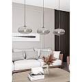 Lampadario 3 Luci Iris In Acciaio Nero Paralume Plissettato Fumè LA0031-EB-3-NR-GR
