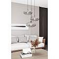 Lampadario 3 Luci Iris Base Tonda In Acciaio Nero Paralume Plissettato Fumè LA0031-EB-3-NR-GR2