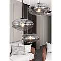 Lampadario 3 Luci Iris Base Tonda In Acciaio Nero Paralume Plissettato Fumè LA0031-EB-3-NR-GR2