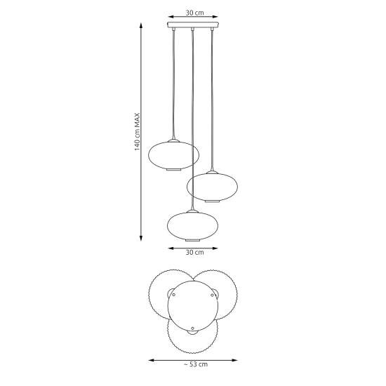Lampadario 3 Luci Iris Base Tonda In Acciaio Nero Paralume Plissettato Fumè LA0031-EB-3-NR-GR2