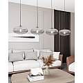 Lampadario 4 Luci Iris In Acciaio Nero Paralume Plissettato Fumè LA0031-EB-4-NR-GR