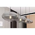 Lampadario 4 Luci Iris In Acciaio Nero Paralume Plissettato Fumè LA0031-EB-4-NR-GR