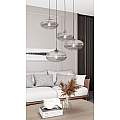 Lampadario 4 Luci Iris Base Tonda In Acciaio Nero Paralume Plissettato Fumè LA0031-EB-4-NR-GR2