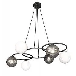 Lampadario Moderno Bel Acciaio Nero 6 Luci E14