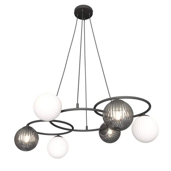 Lampadario Moderno Eolo Acciaio Nero 6 Luci E14 Ip20 LA0032-EB-6-NR