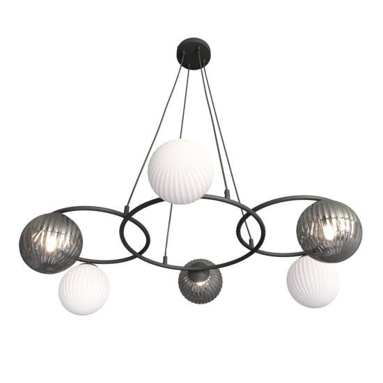 Lampadario Moderno Eolo Acciaio Nero 6 Luci E14 Ip20 LA0032-EB-6-NR