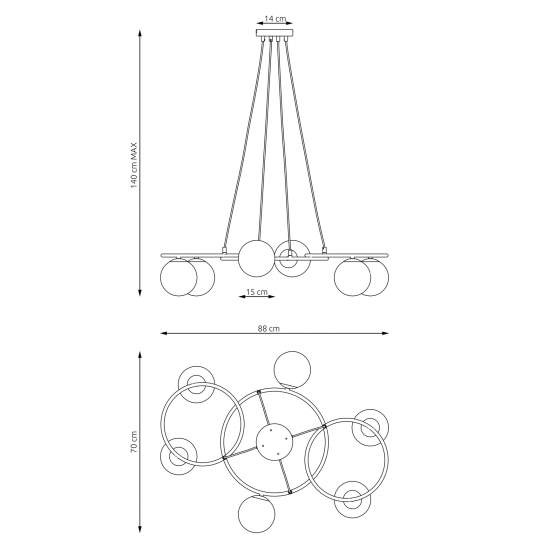 Lampadario Moderno Eolo Acciaio Nero 6 Luci E14 Ip20 LA0032-EB-6-NR