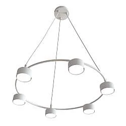 Lampadario Moderno 6 Luci Ondurguosh In Acciaio Bianco Ad Anello E Cilindri