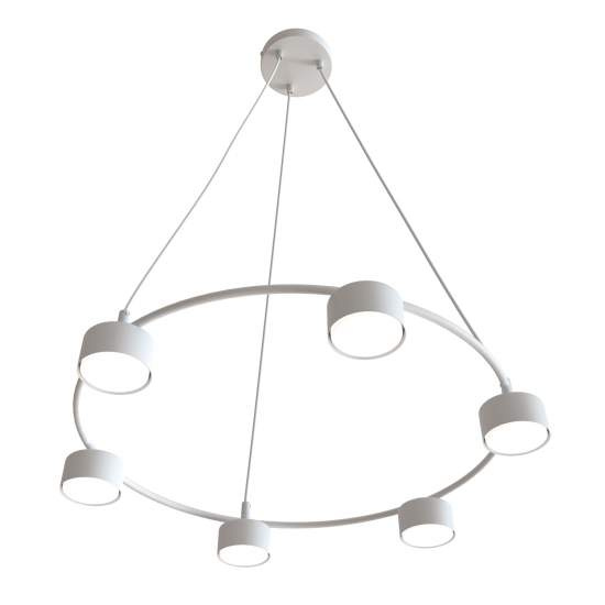 Lampadario Moderno 6 Luci Odin In Acciaio Bianco Ad Anello E Cilindri LA0034-EB-6-BI