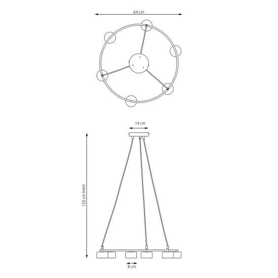 Lampadario Moderno 6 Luci Odin In Acciaio Bianco Ad Anello E Cilindri LA0034-EB-6-BI